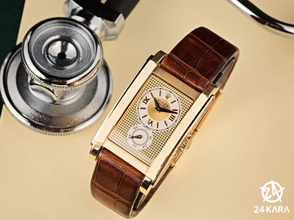 Review chi tiết đồng hồ Rolex Cellini Prince 5440/8 Champagne Roman Hobnail Vàng vàng 18Karat