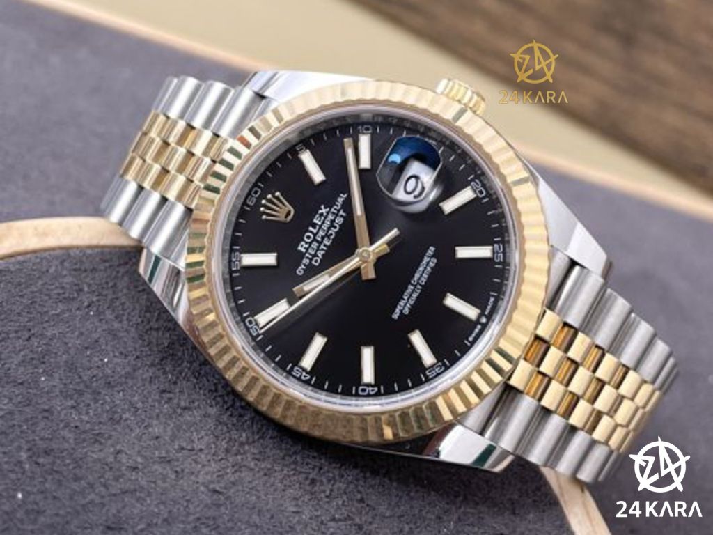 Review đồng hồ Rolex Datejust 41 M126333-0014 Rolesor Demi Vàng Kim 18ct Mặt đen sáng Cọc vạch dạ quang